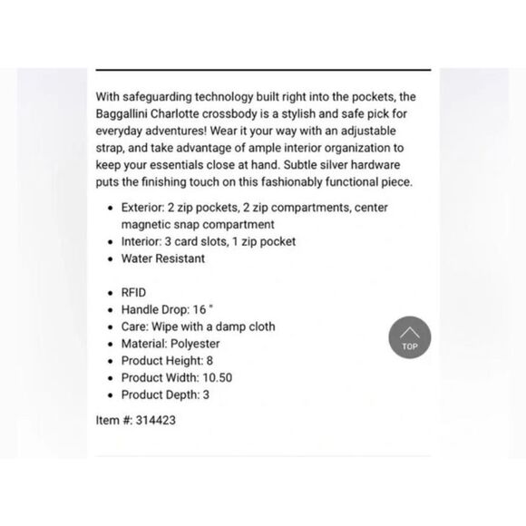 NWOT BG by Baggallini Charlotte Women's Gray Adjustable Cross-Over Crossbody Bag - Picture 6 of 6